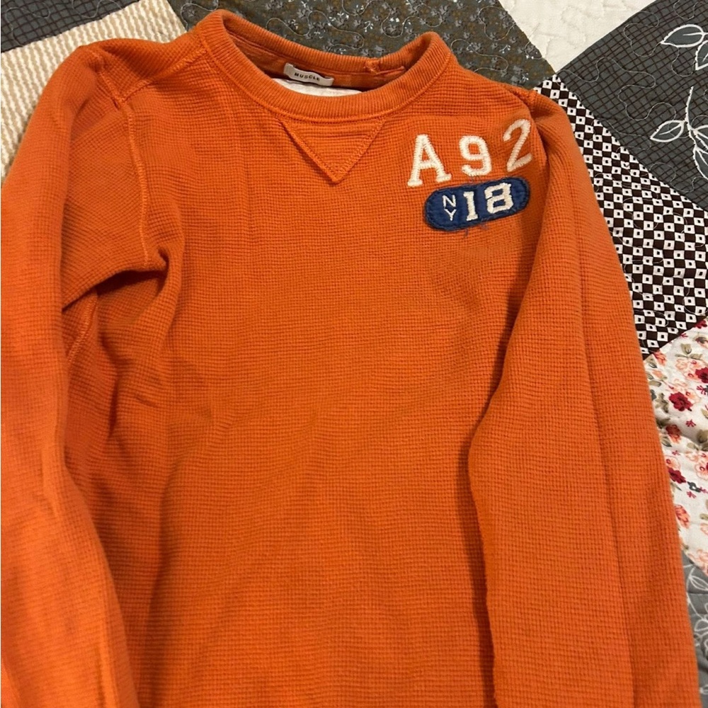Nautica Orange Long Sleeve Tee with A92 Y18 Patch